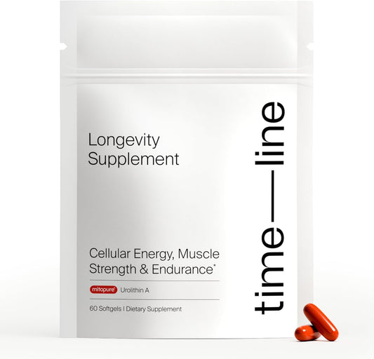 Timeline Mitopure Urolithin A - Clinically Proven Supplement for Healthy Aging and Cellular Renewal - Anti-Aging Mitoceutical for Muscle Strength, Endurance and Longevity - 60 Softgels
