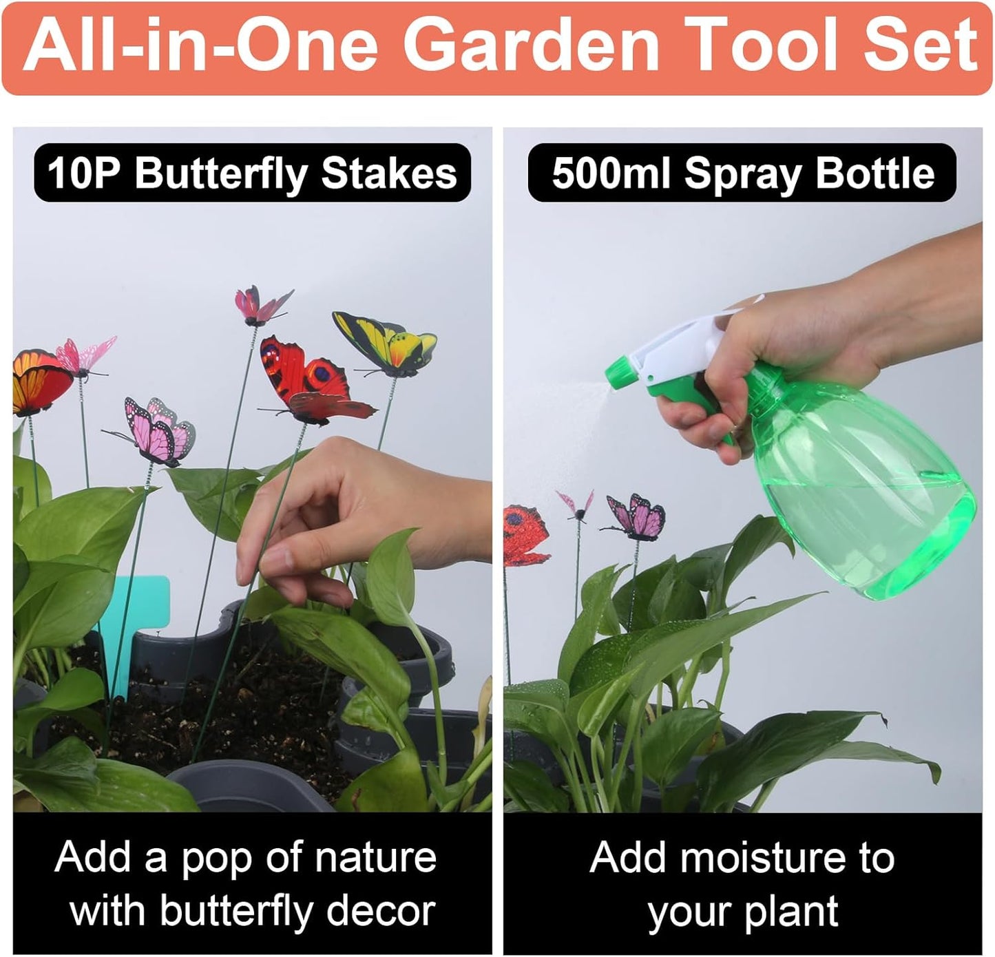 Vertical Planter, 5 Tier Stackable Strawberry Planter with Garden Tool Set, Movable Indoor/Outdoor Garden Herb Pot for Growing Vegetables and Succulents, Dark Gray