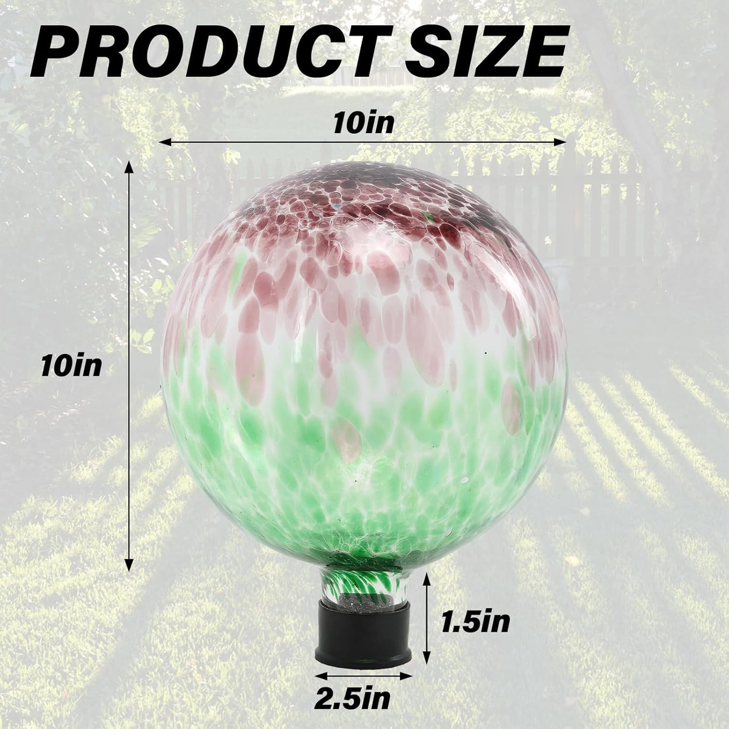 Gazing Ball 10 Inch Glass Reflective Garden Globe Outdoor Gazing Globe Sphere Yard Ornament for Garden Yard Home Outdoor Decoration Gift for Women (Green)