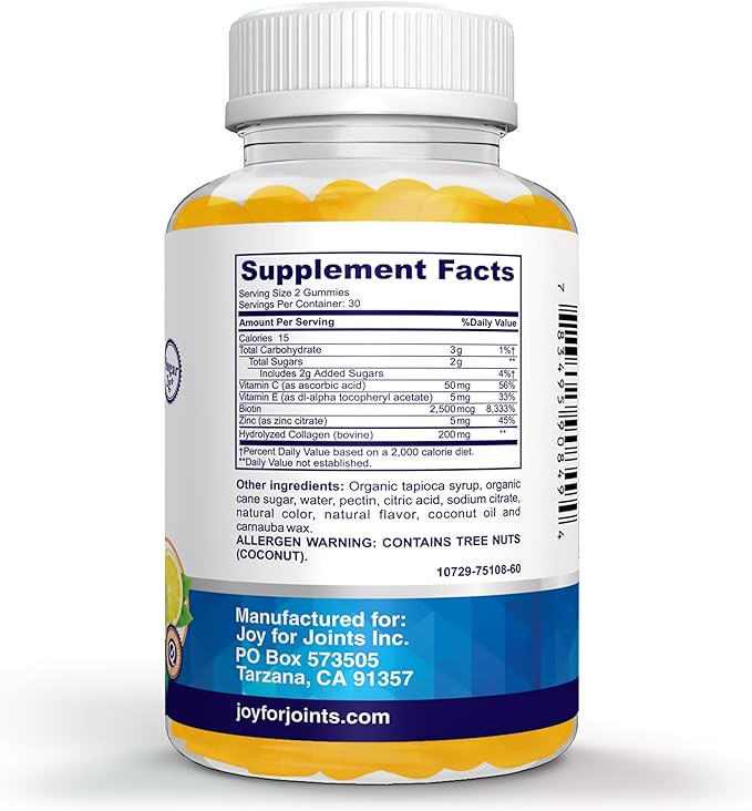 Collagen Gummies with Biotin (2500mcg), Vitamins 60 Collagen