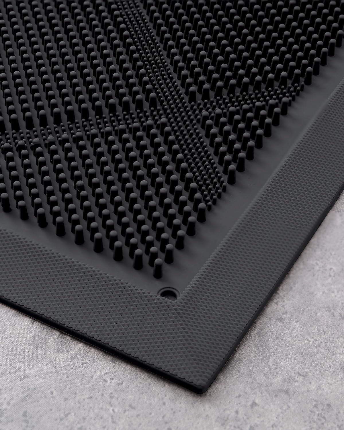 DEXI Front Door Mats Outside Entrance, 17x36 Rubber Waterproof Dirt Trapping Entry Mat for Entryway, Heavy Duty Non-Slip Low-Profile Welcome Doormat All Weather for Patio, Black