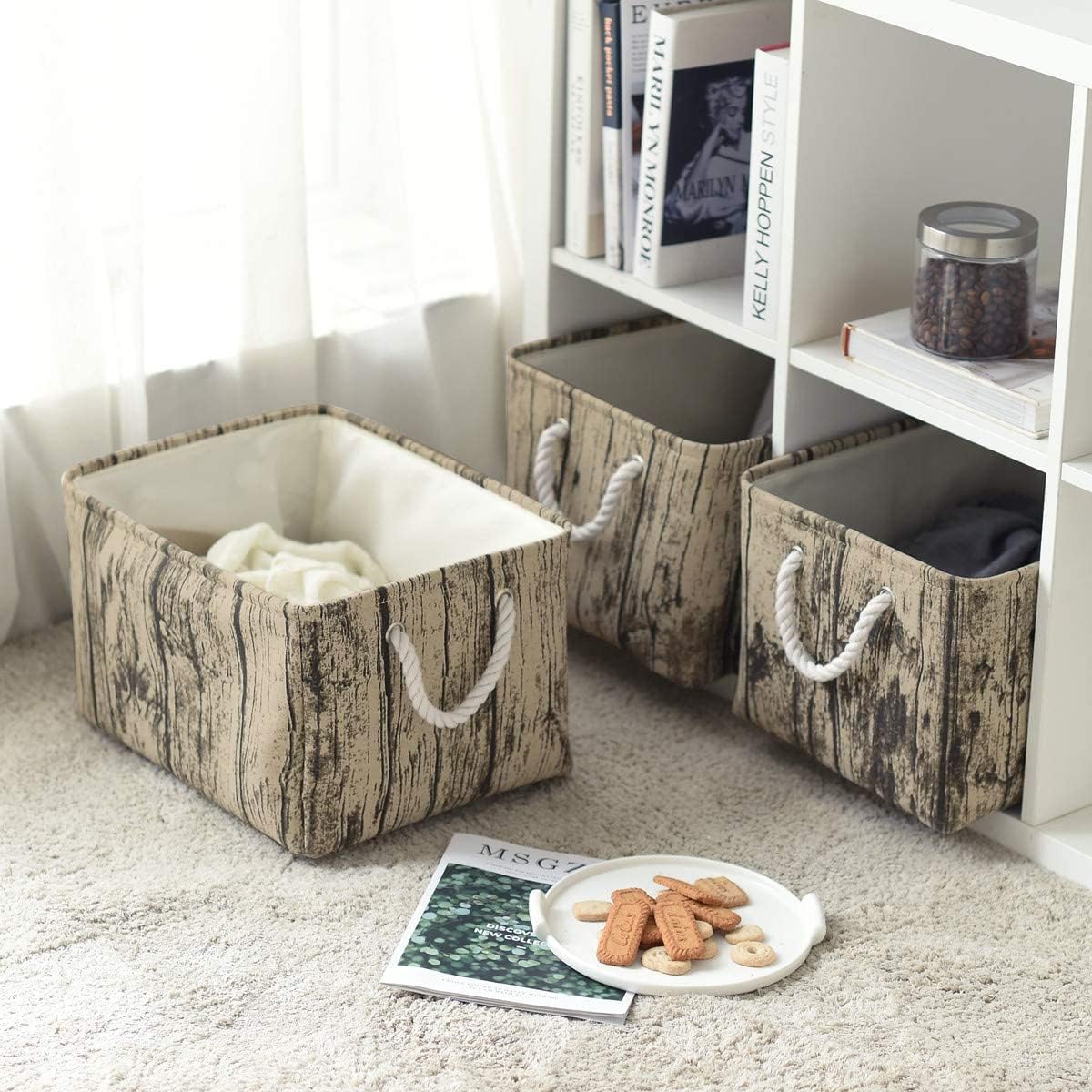 TcaFmac Fabric Storage Basket, Decorative Canvas Storage Bins Baskets for Gifts Empty Tree Stump
