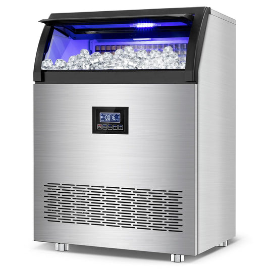 Commercial Ice Maker Machine 360LBS/24H with 80LBS Storage Bin, 126PCS Ice Cubes Ice Machine Stainless Steel Undercounter/Freestanding Ice Maker for Home Bar Outdoor, Self Cleaning