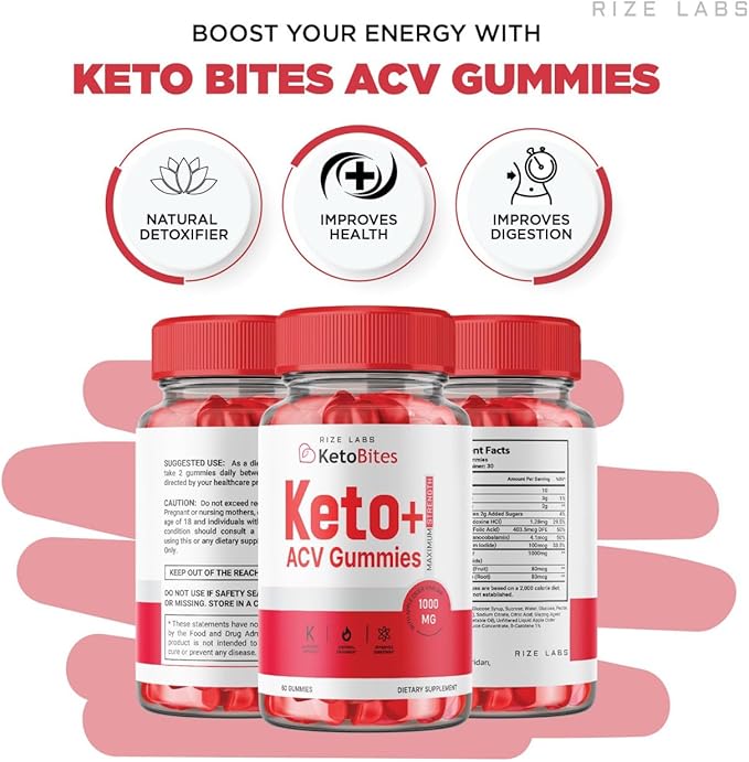 Keto Bites ACV Gummies for Advanced Weight Loss, All Natural Apple Cider Vinegar Supplement (120 Gummies)