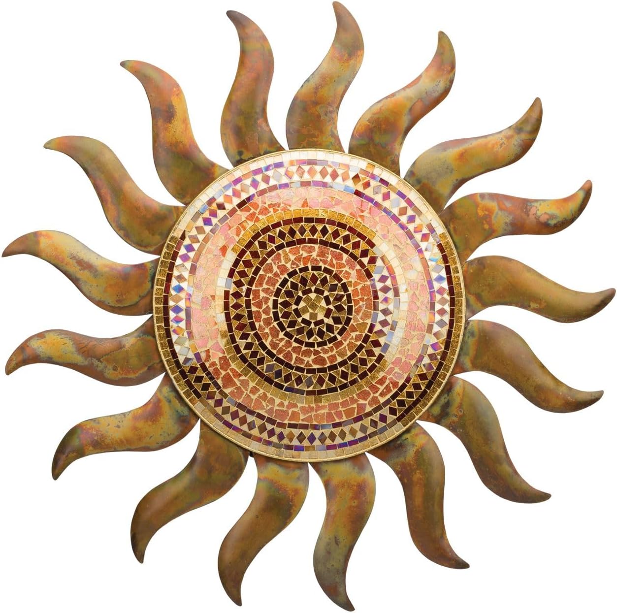 Regal Art & Gift Flamed Copper Large Metal Sun Wall Decor - 29 Inch | Indoor Outdoor Rust-Resistant Sunburst Sculpture | Eye-Catching Metal Sun Wall Art Accent for Patio, Garden, Living Room