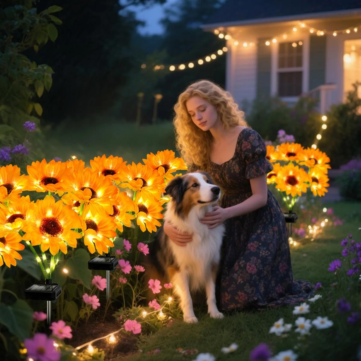 Solar Sunflower Lights 6 Pack with 36 Sunflower Solar Lights Outdoor Garden Decor Birthday Gift for Mom Women Grandma,Waterproof Solar Flower Garden Stake Lights for Yard Landscape Patio Lawn Pathway
