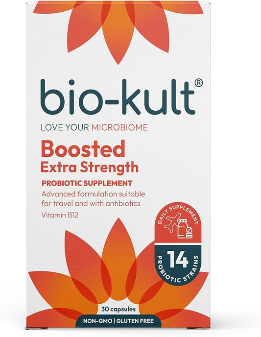 Bio-Kult Boosted Gut Health Probiotic Supplement,14 4X Power, B12, Digestive 30 Count 1)