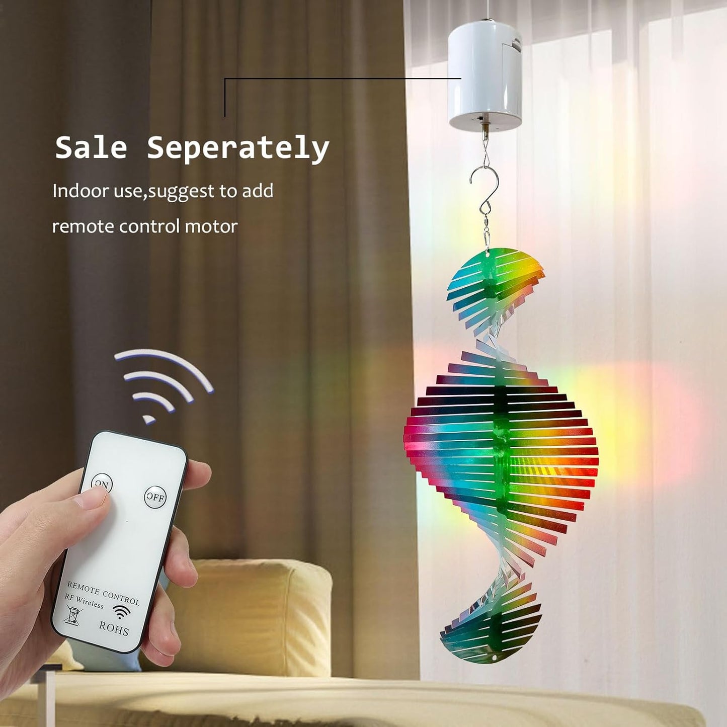 Wind Spinner Rainbow Wave Wind Spinners for Yard and Garden,15in Hanging Kinetic Yard Art Wind Sculpture,3D Wind Spinners Outdoor & Indoor Rainbow Helix Garden Decor Christmas Ornaments