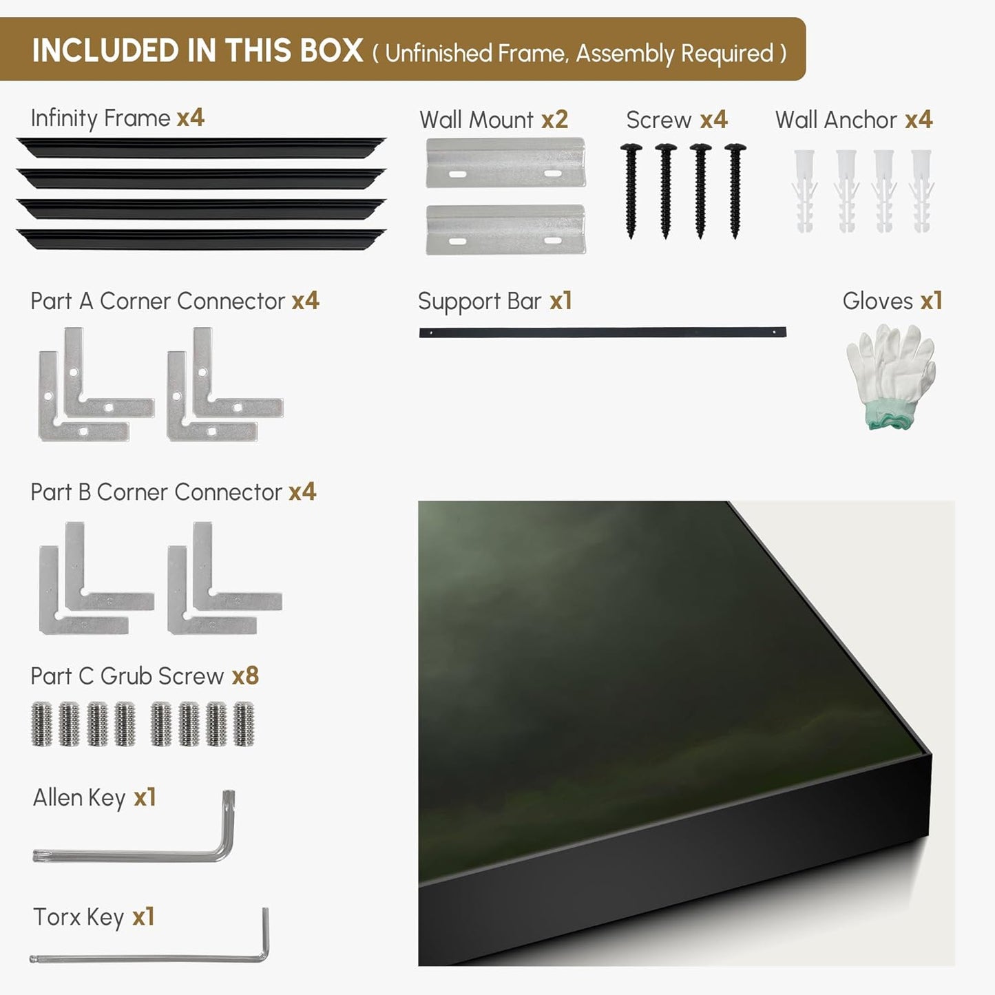 SIGNWIN 36"x72" Extra Large Framed Wall Art Moody Green Abstract Cloudscape, Minimalist Atmospheric Print for Home Living Room Bedroom Decor (Frame Assembly Required)