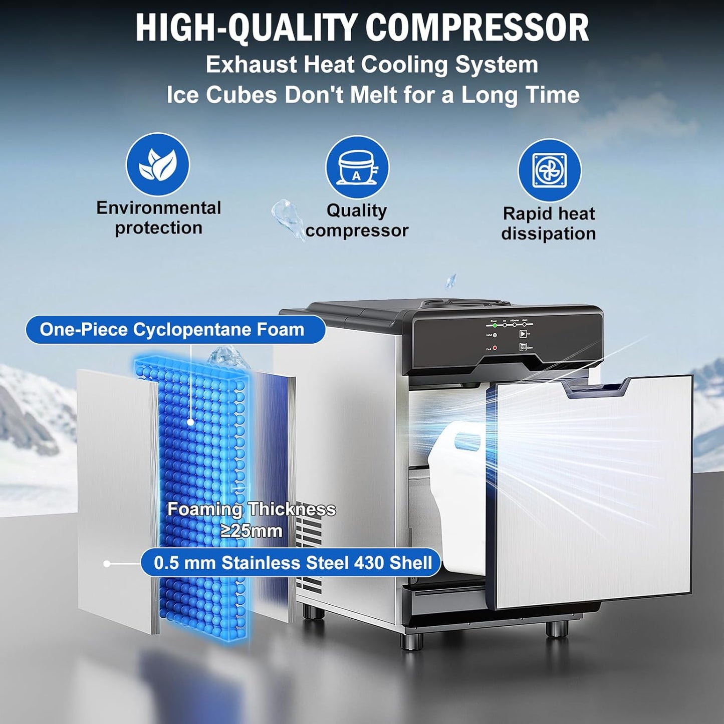 Nugget Ice Maker Countertop, 40 LBS/Day with 10 LBS Storage Bin, Freestanding/Countertop Ice Maker Machine Stainless Steel, Soft Chewable Pellet Ice Machine for Home Bar Kitchen Office, Self-Cleaning