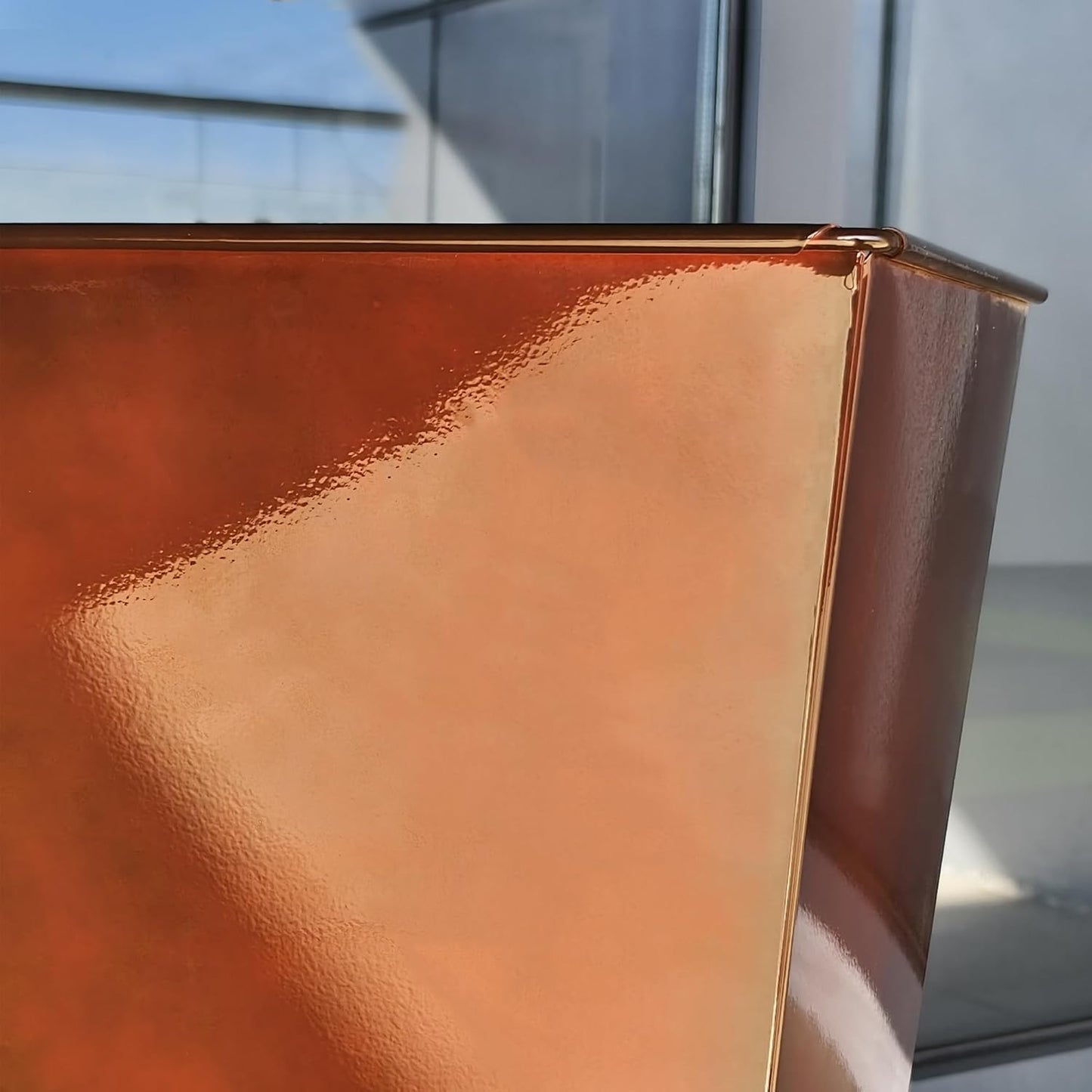 KOL 18''H. Bright Glazed Planter with Drainage Hole, Set of 2, Galvanized Steel Planter Pots for Indoor & Outdoor Use, Decorative Flower Plant Pots for Front Porch, Patio, Deck - Reddish Brown