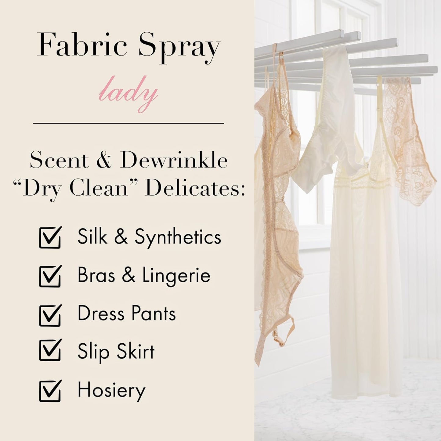 The Laundress Delicate Fabric Spray, Wrinkle Release Spray, Upholstery and Linen Spray, Silk & Lingerie Refresher, Lady Scent, Citrus, Rosewood, Musk, 8 Fl Oz