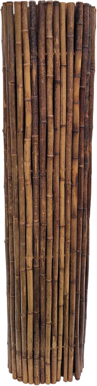 Backyard X-Scapes Bamboo Fencing 6 Feet High Outdoor Decorative Rolled Fence Panel, Caramel Brown 6 ft H x 8 ft L