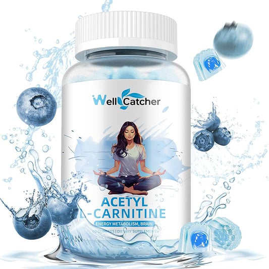 Acetyl L-Carnitine Gummies 1000 MG - Sugar Free L-Carnitine Supplement for Muscular Endurance, Brain Health, Energy Metabolism - Vegan Non-GMO - Blueberry Flavoured - 60 Counts
