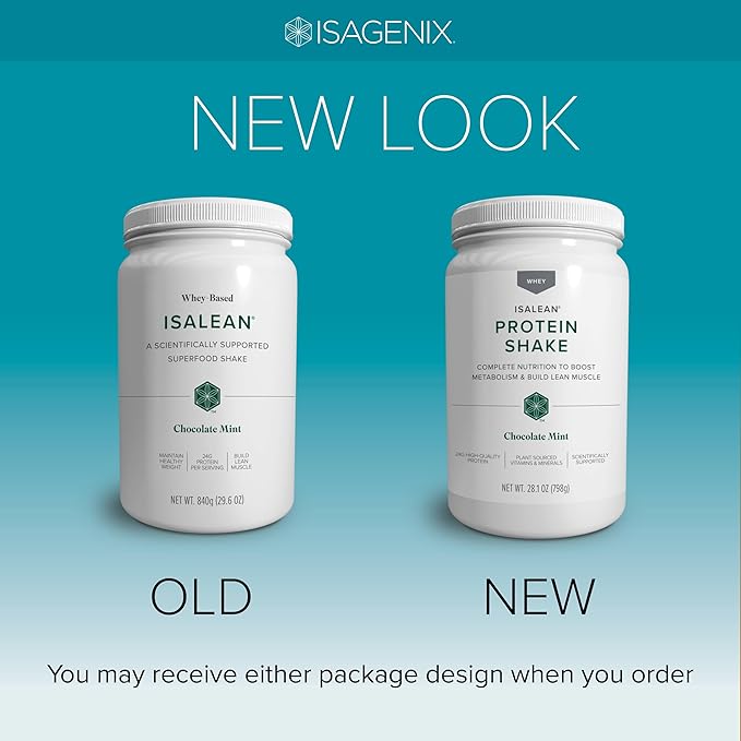 Isagenix IsaLean Shake - Complete Superfood Meal Replacement Drink Mix for Maintaining Healthy Weight and Lean Muscle Growth – Chocolate Mint - 14 Servings