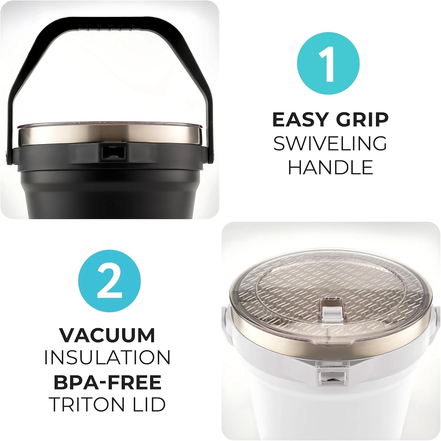 Large Insulated Ice Bucket with Lid – Stainless Steel Ice Bucket and Scoop – Ice Buckets for Parties, Bars – Ice Bucket with Lid and Scoop – Outdoor Ice Bucket, Cocktail Use (Black)