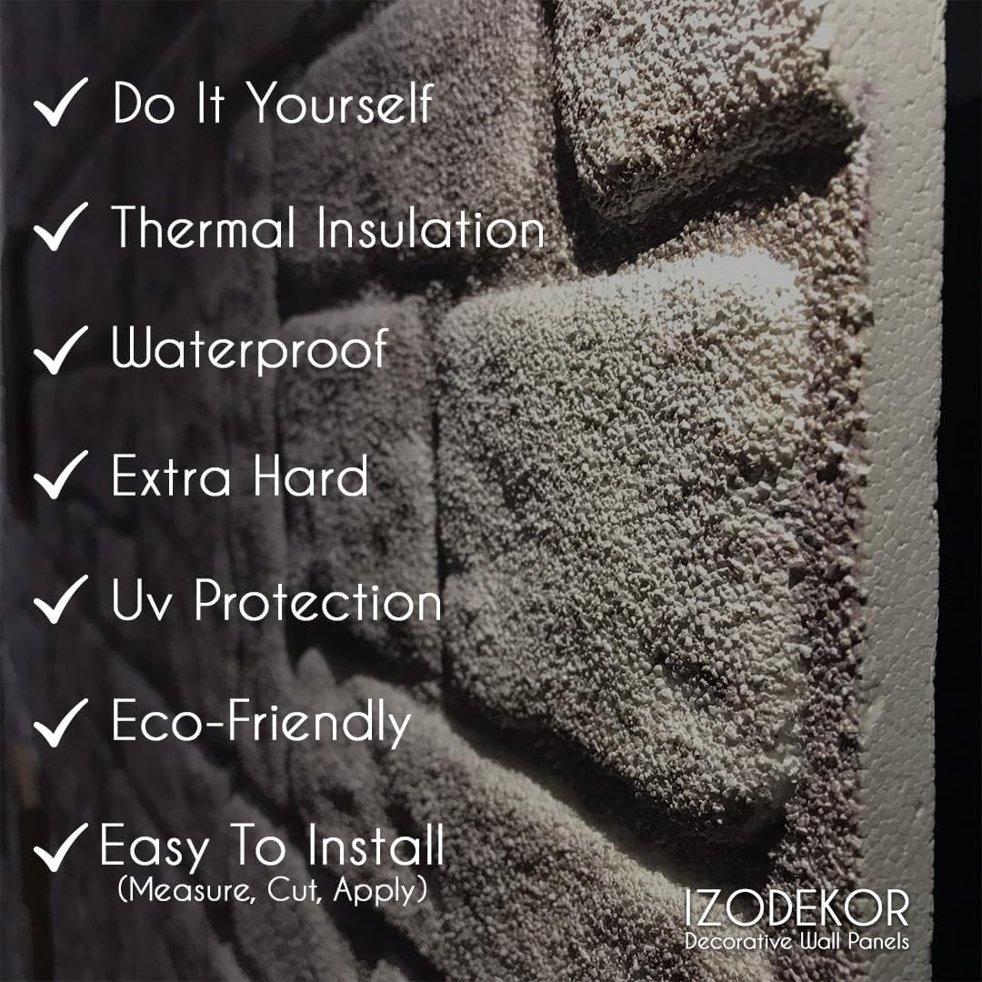 IZODEKOR 3D Stone Effect Wall Panels - Faux Stone Paneling for Living Room, Kitchen, Bathroom and More | Towards The Bridge - Pack of 3, Covers 16 sq ft