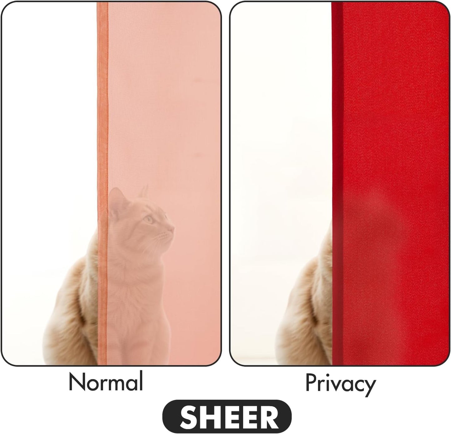 MIULEE Red Privacy Sheer Curtains That Let Light in 63 Inches Long Non-See-Through Semi Sheer Curtain Light Filtering Window Curtains Christmas Drapes for Living Room Bedroom 2 Panels Set 42 X 63