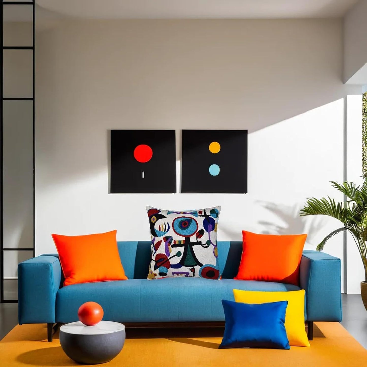 Picasso Inspired Decorative Pillow Cover Hand Embroidered Abstract Toss Pillows Farmhouse Chair Cushion Contemporary Pillowsham Mid-Century Chair Cushions Wool Size 18x18