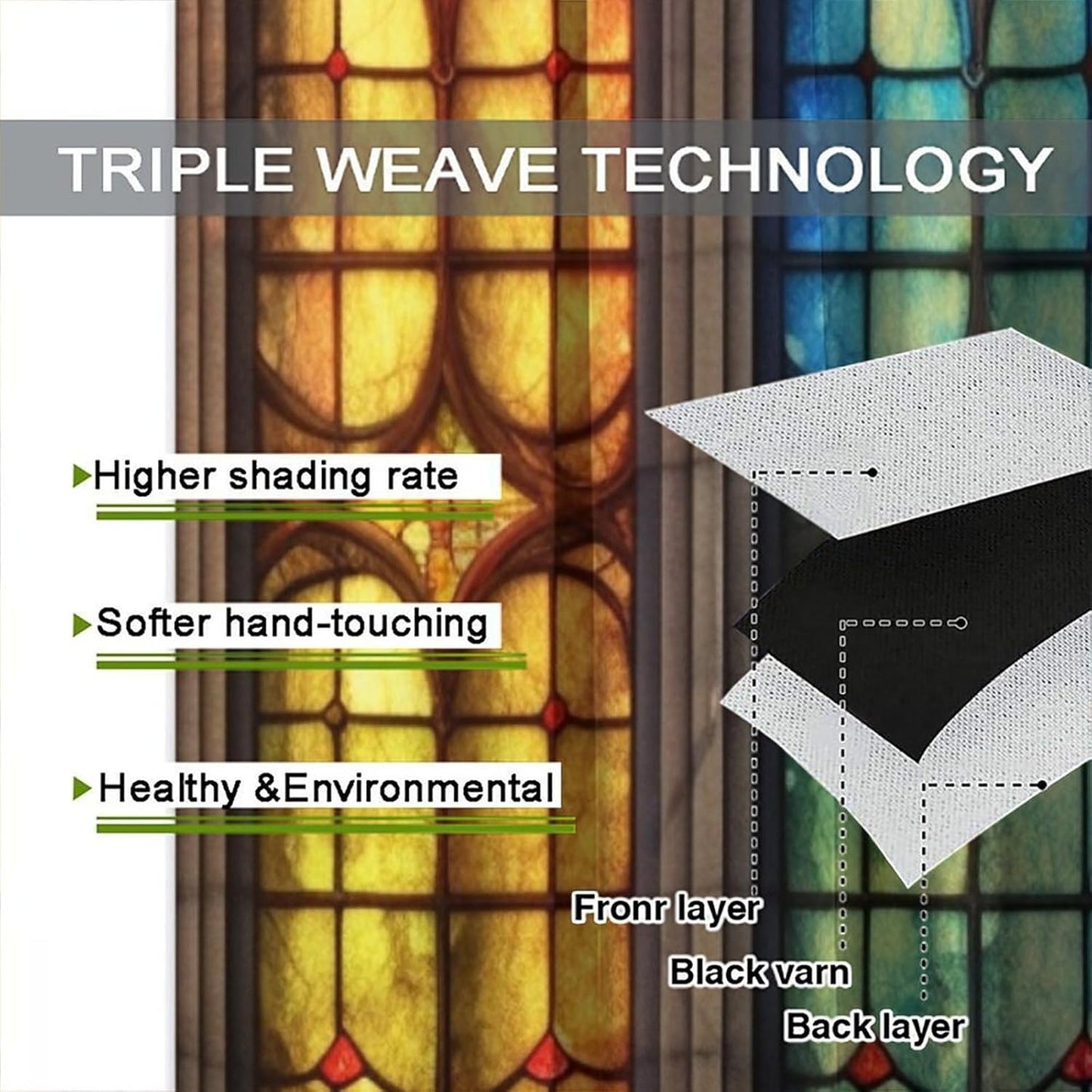 Stained Glass Curtains,Mid Century Vintage Style Abstract Art Home Decor Drapes for Bedroom Living Room Kitchen Window Treatment 2 Panels Set Total Size 72" W X 63" L Inch