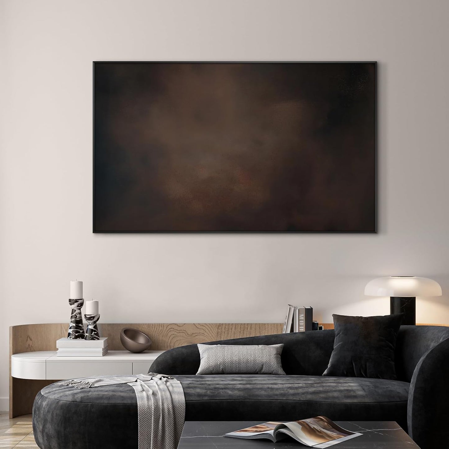 SIGNWIN 36"x60" Extra Large Framed Wall Art Dark Brown Abstract Moody Illustration for Home Living Room Bedroom Decor (Frame Assembly Required)