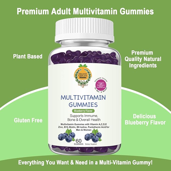 Organic Greek® Multivitamin Gummies with Vitamin B12, Biotin, B6, Iodine, 13 Vitamins