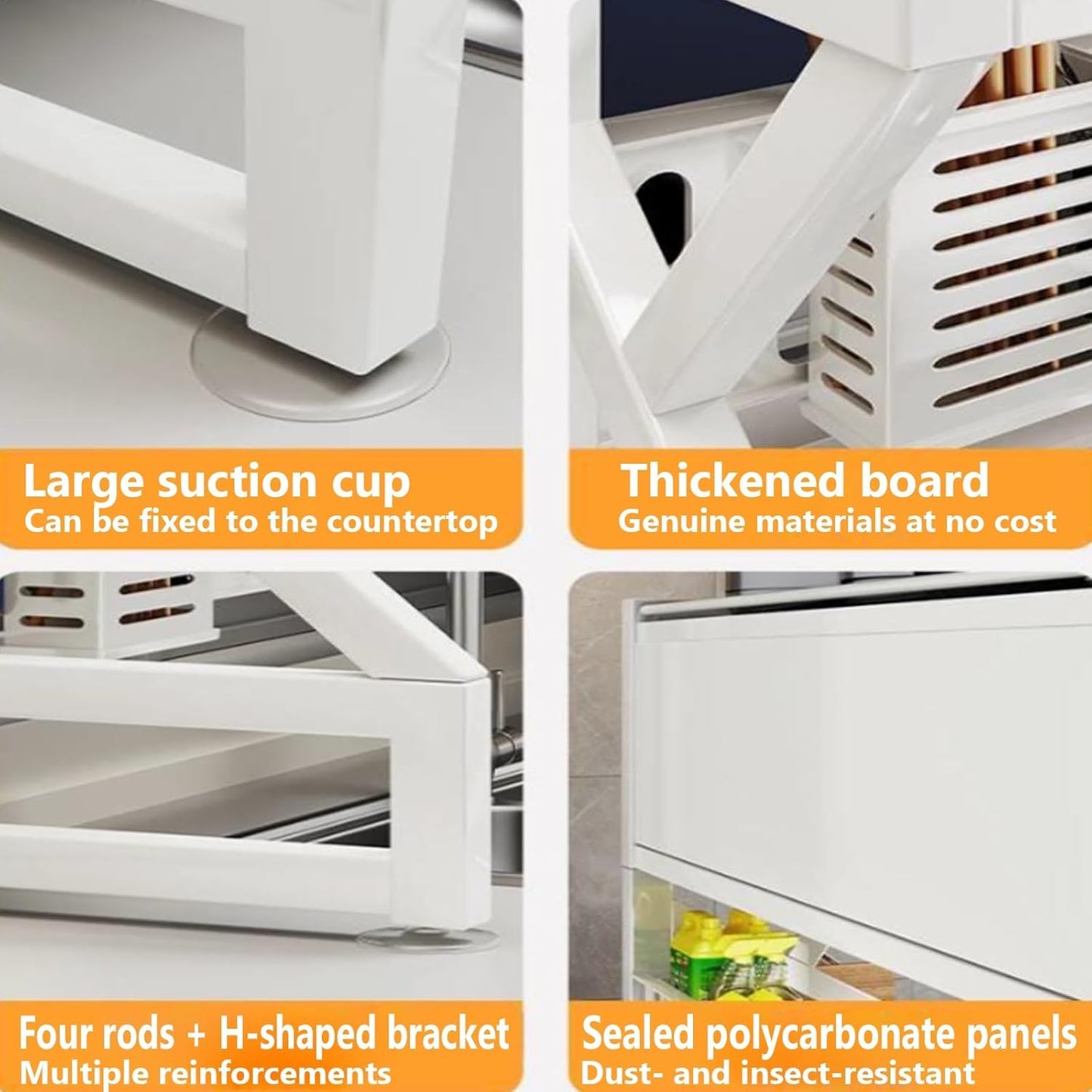 Kitchen sink rack dishwashing sink countertop dustproof cupboard storage multifunctional tableware storage drain rack double layer,KeepKitchen Sink Shlef Organized Space-Saving(White,95cm/37.4in)