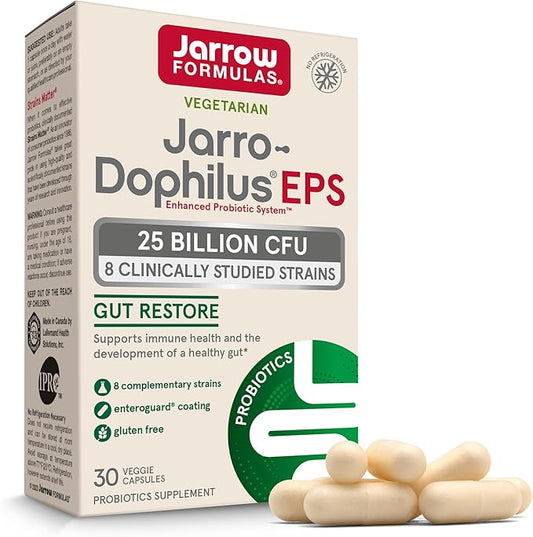 Jarrow Formulas Jarro-Dophilus EPS Gut Restore 25 Billion 8 Clinically-Studied 60 Veggie 60 Day