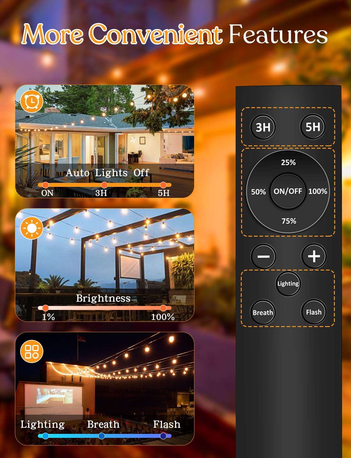 150 FT Outdoor String Lights for Outside – LED Patio Lights Waterproof with Dimmer Remote – Hanging Lights Shatterproof ST38 Vintage Edison Bulbs Porch Backyard Cafe Bistro