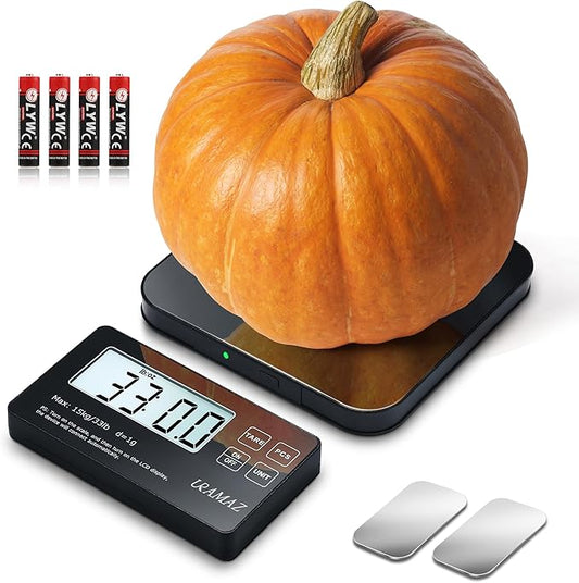 Food Scale with Split LCD Display, 33Lb Stainless Steel Kitchen Scales Digital Weight Grams and Ounces for Cooking, Baking, Sourdough Bread, Food Scales for Kitchen, Weight Loss, Meal Prep, 1g/0.1oz