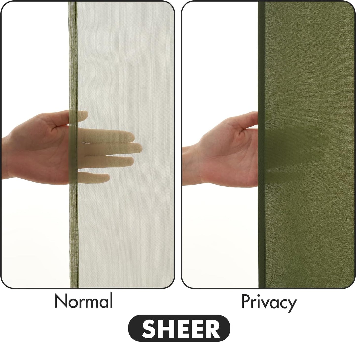 MIULEE Olive Green Privacy Sheer Curtains That Let Light in 84 Inches Long Non-See-Through Semi Sheer Curtain Light Filtering Window Curtains Drapes for Living Room Bedroom 2 Panels Set 42 X 84