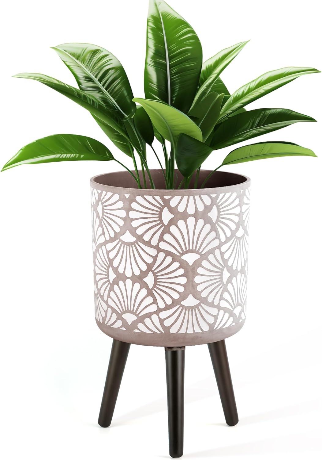 12 Inch Planter with Stand Mid-Century Tall Planter with Legs for Indoor Outdoor Plants