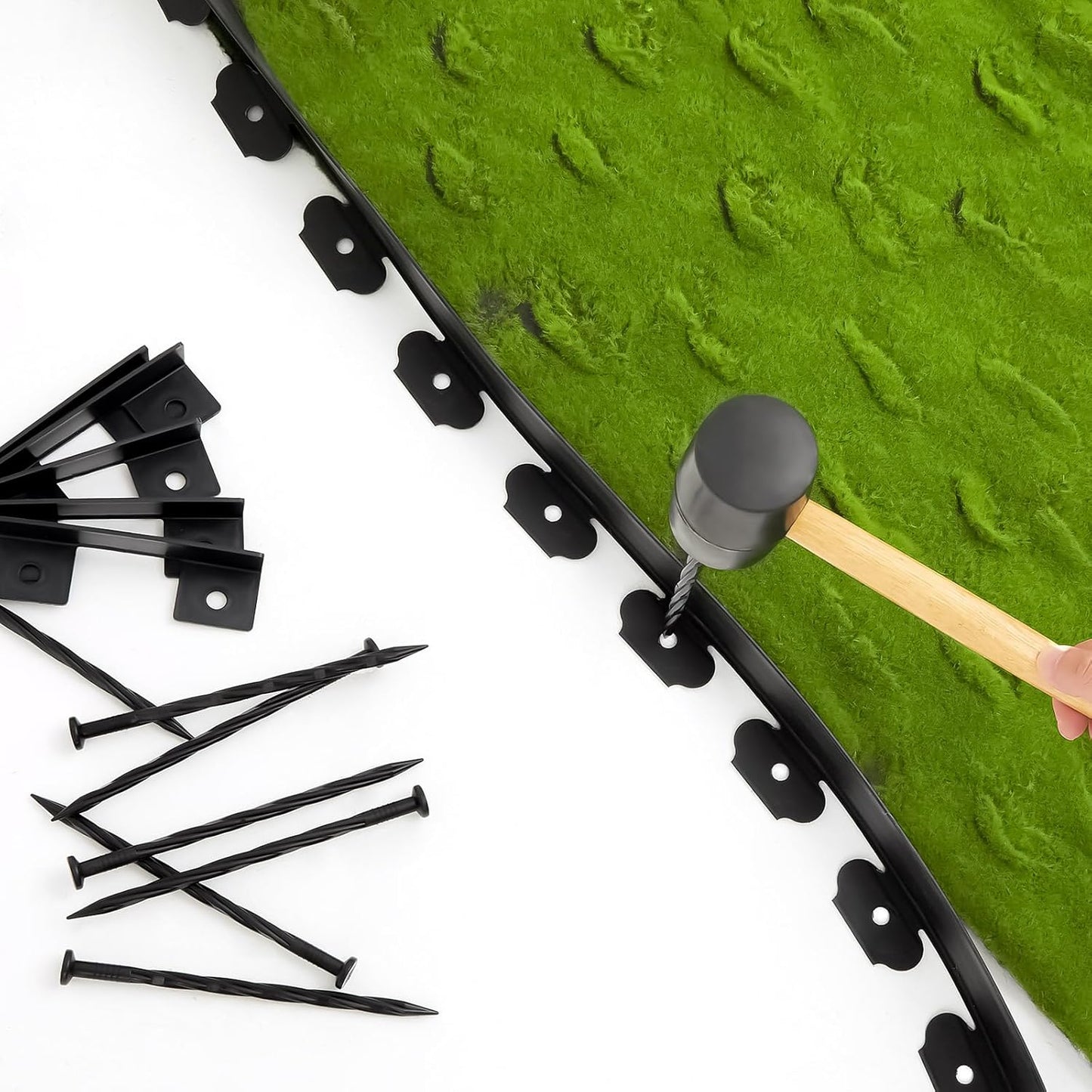 Sasylvia 2'' x 200' Landscape Edging Kit Edging Border Coil Include Anchoring Spikes 10 Connectors Plastic Garden Border for Lawn Garden Grass Yard Home(Black)