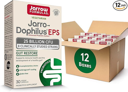 Jarrow Formulas Jarro-Dophilus EPS Gut Restore 25 Billion 8 Clinically-Studied 30 Veggie 30 Day