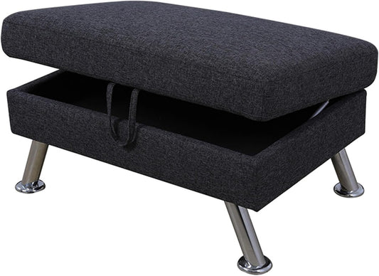 Ottoman Rectangular Storage Ottoman Bench, Flannel Footrest Stool Footstool with Lid for Living Room, Bedroom, Entryway, Dark Gray, 35"x24"x18"