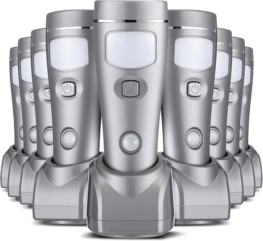 Enhon 9 Pack 4 in 1 LED Emergency Lights for Home Power Failure, Rechargeable Plug in Flashlight Motion Sensor Night Light, Automatic Turn On Power Outage Light for Home Hurricane Supplies