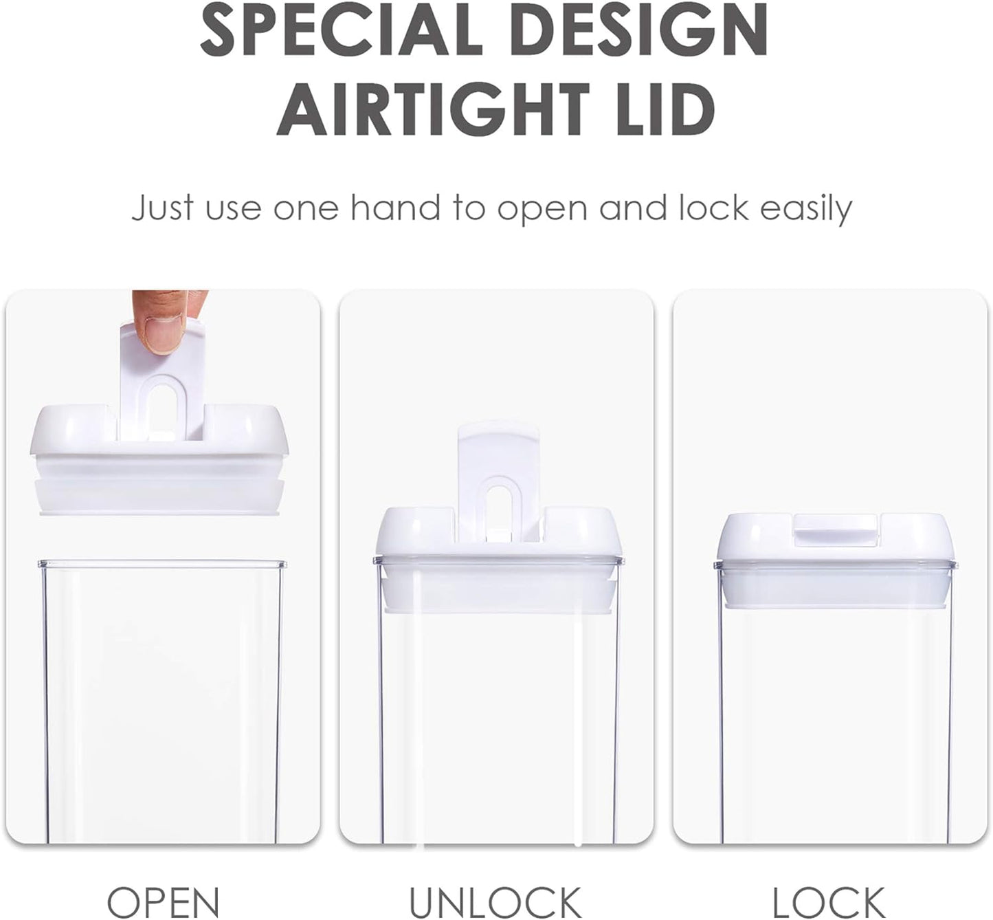 Vtopmart 6 PCS Airtight Food Storage Containers, BPA Free Plastic Snack Cereal Containers with Easy Lock Lids, for Kitchen Pantry Organization and Storage, Include 24 Labels, 1.2L