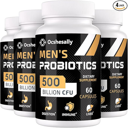 Probiotics for Men, Gut health 500 Billion 12 Strains, 240-Days Supply