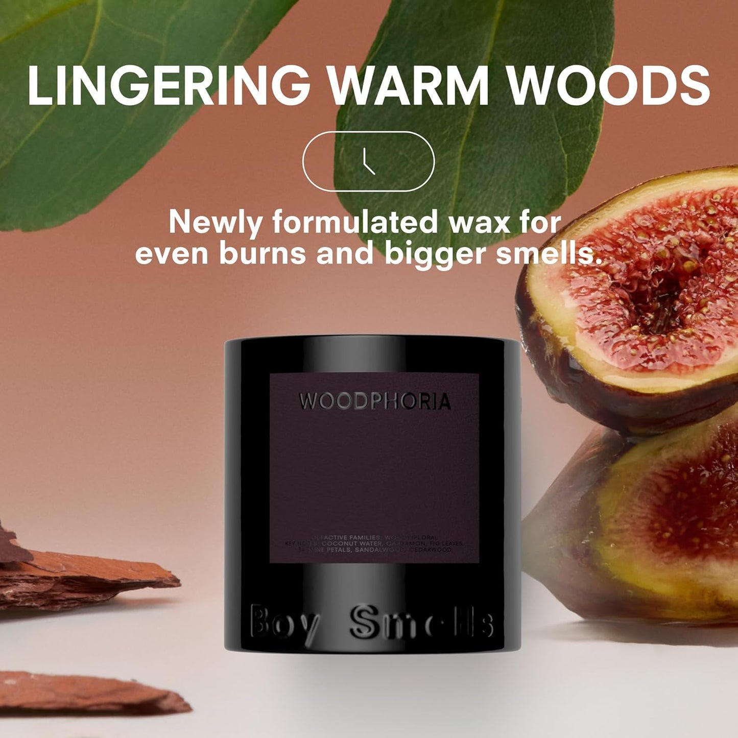 Boy Smells - Woodphoria Scented Candles for Men and Women - 8.5 oz - Soy, Coconut Wax Candle Blend - Aromatic Candles for Home with Fig, Sandalwood and Jasmine - 50-Hour Burn - Cotton Wick