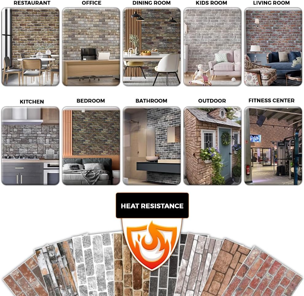 IZODEKOR 3D Wall Panels Brick Effect - Cladding, Stone Look, Styrofoam Facing for Living Room, Kitchen, Bathroom, Balcony, Bedroom, Back of Counter | The Telegraph Road (3 Piece Panel) | Covers 16sqft