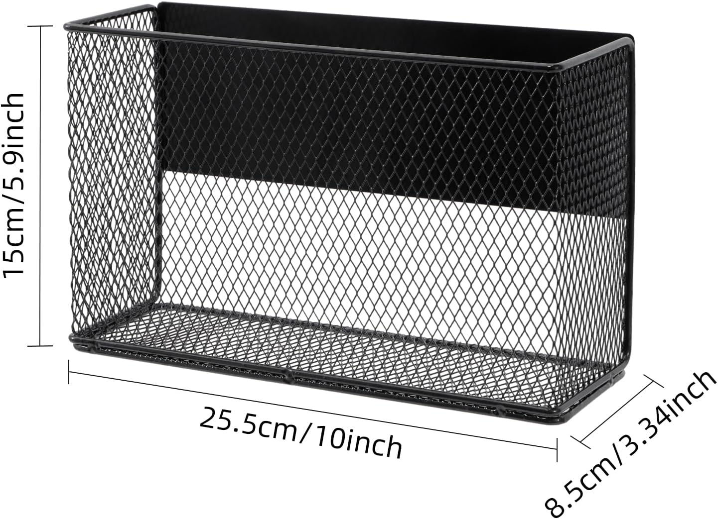 Black Magnetic Basket - Refrigerator Spice Rack & File Holder Locker Organizer - Wire Mesh Magnetic Shelf for Kitchen Storage