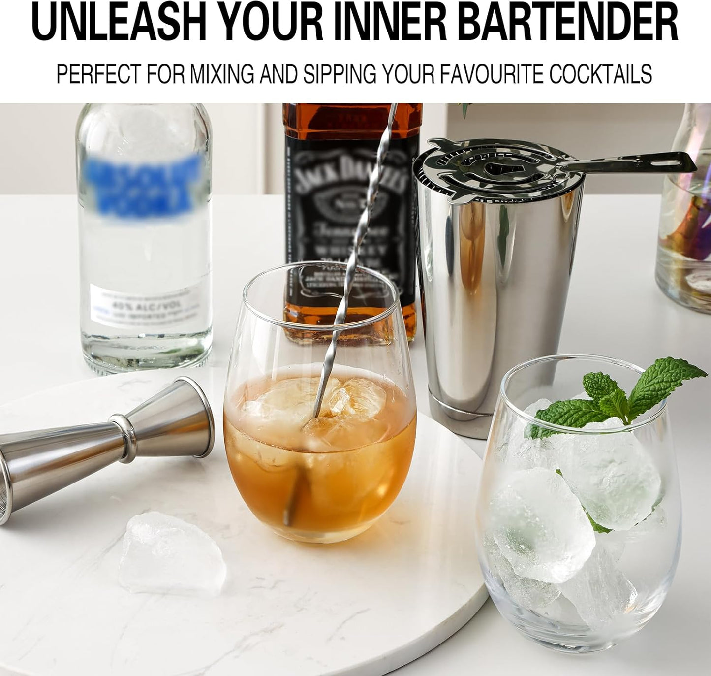 Stemless Wine Glasses Set of 6, 18 Ounces Red & White Wine Glasses for Party, Lead-free, Ideal Wine Accessories Gift (Clear)