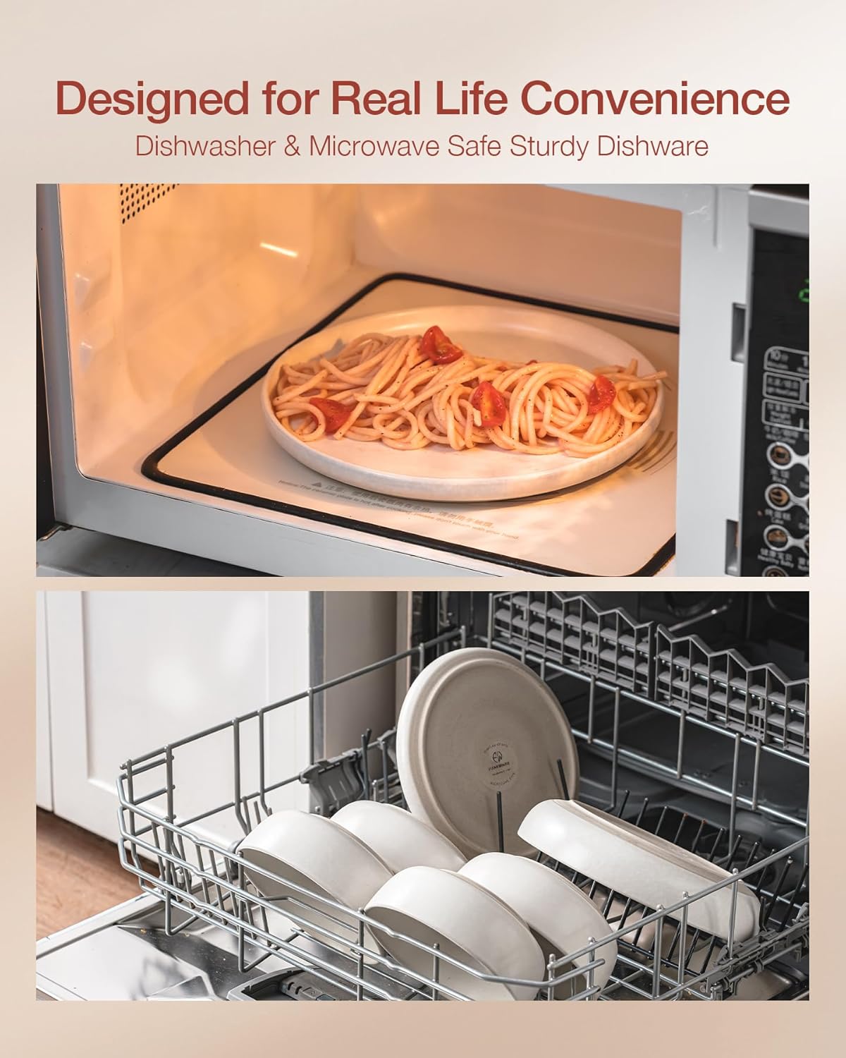 Famiware Milkyway Plates and Bowls Sets, 18 Pieces Dinnerware Sets, Reactive Glaze Dish Set, Stoneware Dishes Set for 6, Matte White