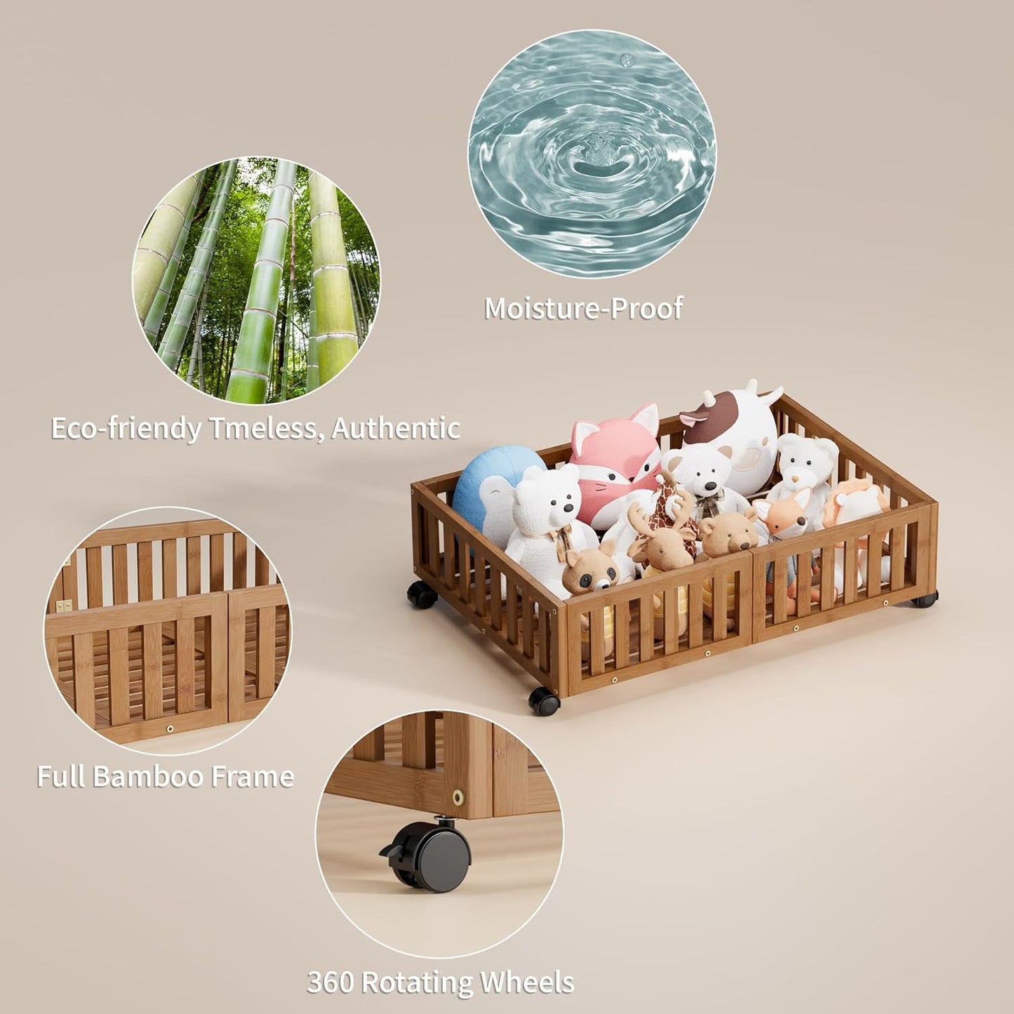 Bamboo Under Bed Storage with Wheels (2-Pack) – Rolling Underbed Shoe Organizer Box for Shoes, Blankets, Toys, Clothes Container Space-Saving Organizer Bins for Bedroom, Closet, Dorm, Nursery