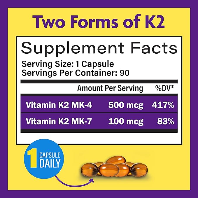 InnovixLabs Full Spectrum Vitamin K2 MK-7-90 Capsules K2 Vitamin MK7 & MK4-600 mcg K-2 Vitamins