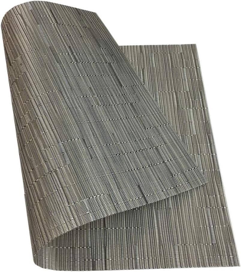 Red-A Placemats Set of 6 for Dining Table Heat-Resistant Washable Place Mats Woven Vinyl Kitchen Table Mats Easy to Clean,Silver Grey