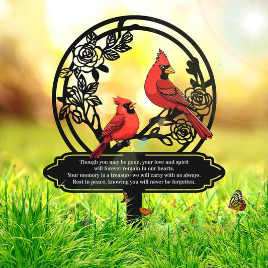 Personalized Cemetery Memorial Metal Stakes, Cardinals Memorial Grave Markers,Graden Decorations for Loss of Mother Father, Outdoor Sympathy Decor Gift
