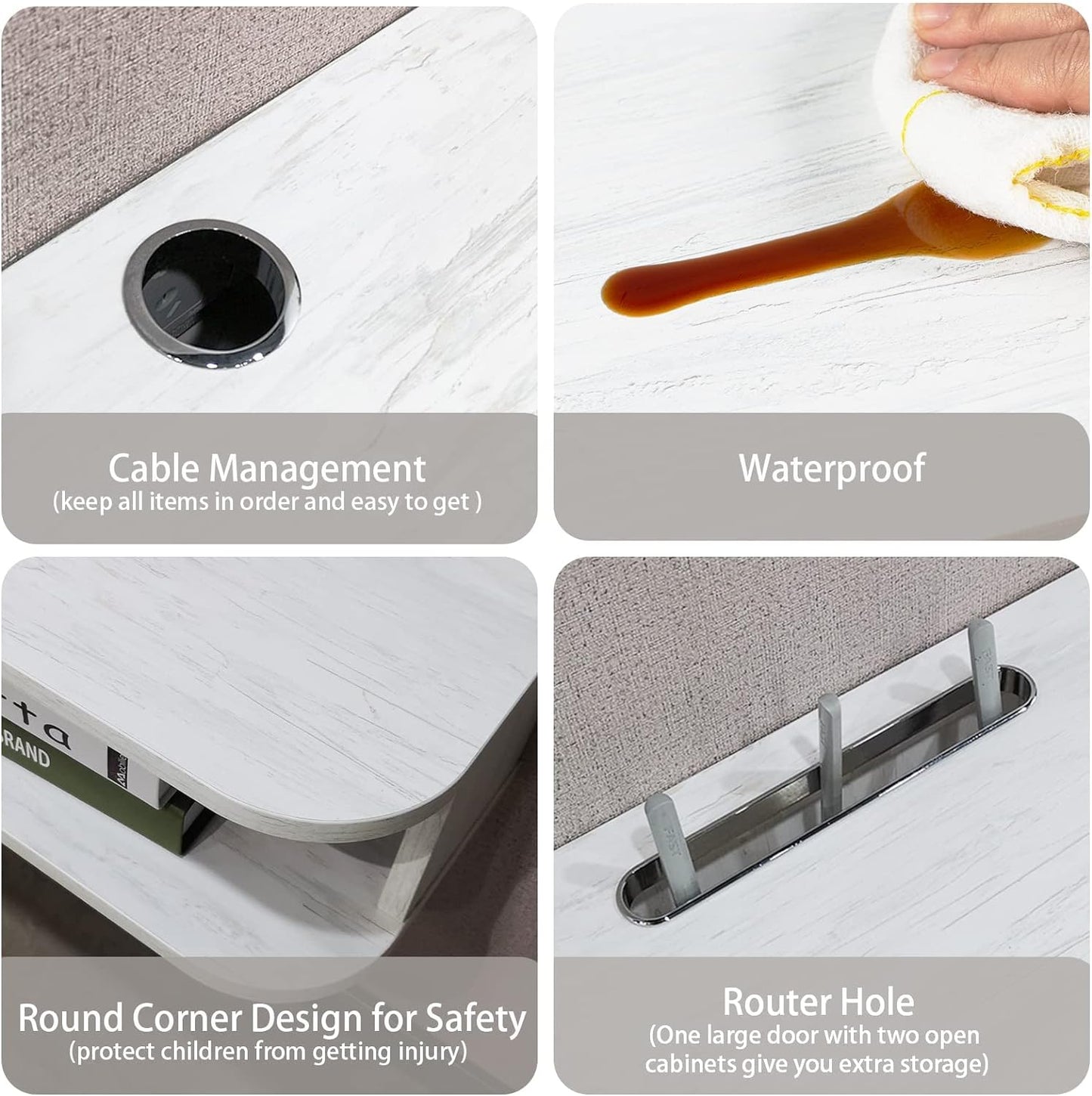 Pmnianhua Modern Floating TV Stand, 47'' Wall-Mounted Media Console with Storage for Bedroom, Living Room (Grey-White)