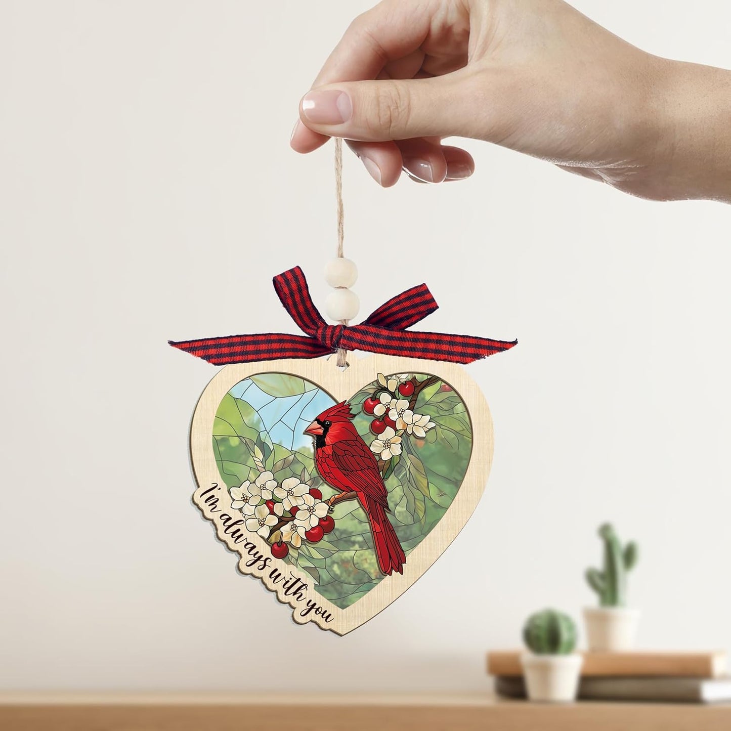 FLAGWIX Sympathy Gifts for Loss of Loved One - Red Cardinal Suncatcher Ornament with Card - Bereavement Gift Ideas, Sympathy Gifts for Loss of Dad Mom, Red Cardinal Memorial Gift for Women Men
