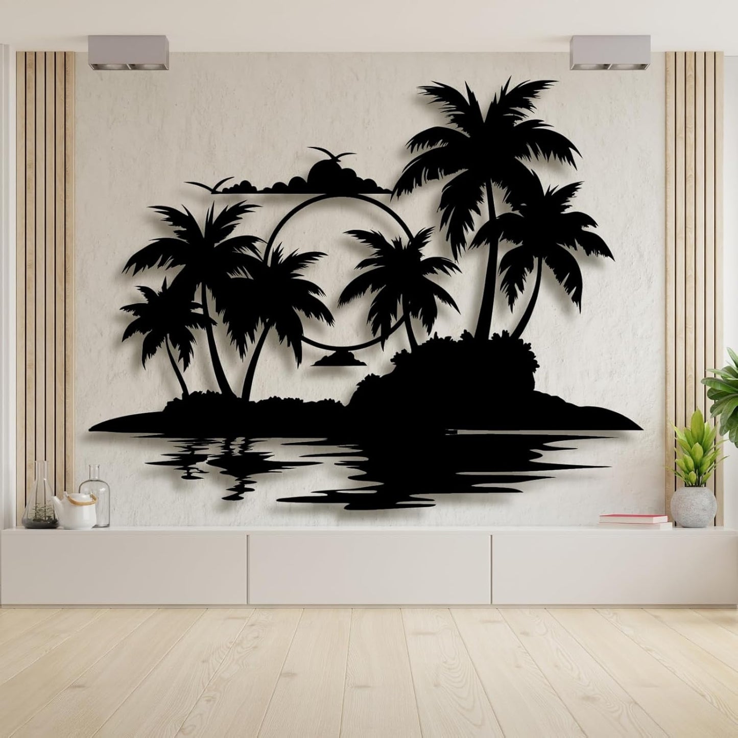 Palm Tree Metal Wall Decor,Palm Tree Metal Wall Art,Metal Palm Tree,Metal Palm Tree Wall Decor,Tropical Metal Wall Art,Beach Wall Decort,Metal Wall Decor (style 2,white,30 L" x 23 W" / 76 x 60 cm)